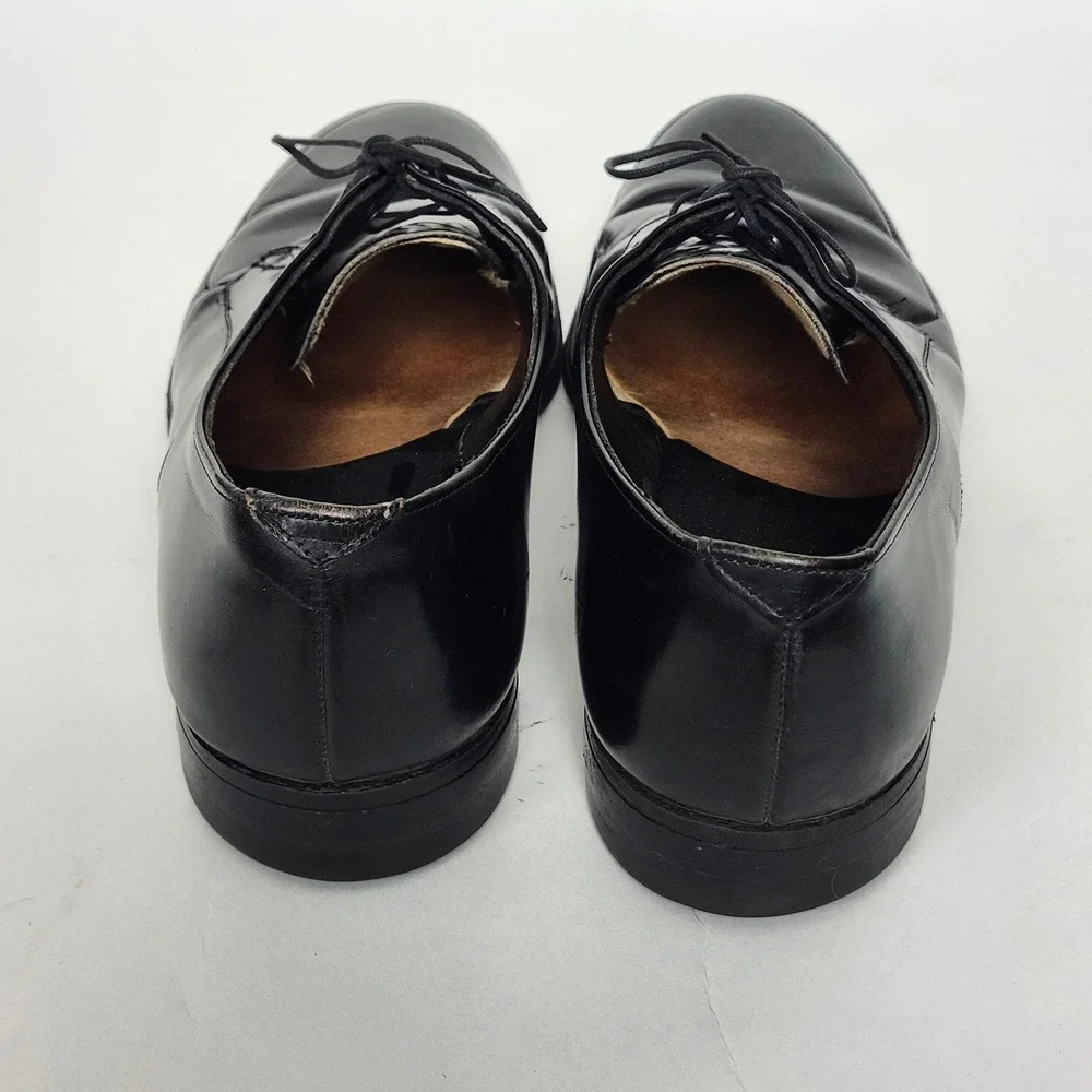 Vintage Black Leather Split Toe Derby Oxfords Norwegian Stitched Sole 11.5 C